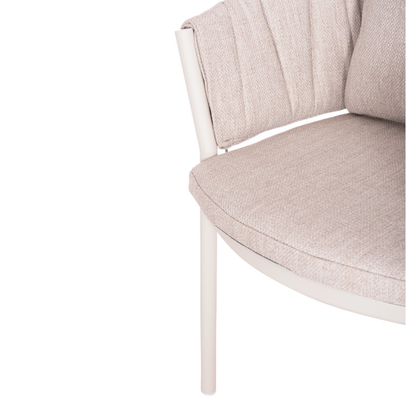 DINING CHAIR SHANKS FK6207.02 CREAM WHITE ALUMINUM & BEIGE OLEFIN FABRIC 63x60.5x75-77Hcm. DINING CHAIR SHANKS FK6207.02 CREAM WHITE ALUMINUM & BEIGE OLEFIN FABRIC 63x60.5x75-77Hcm.