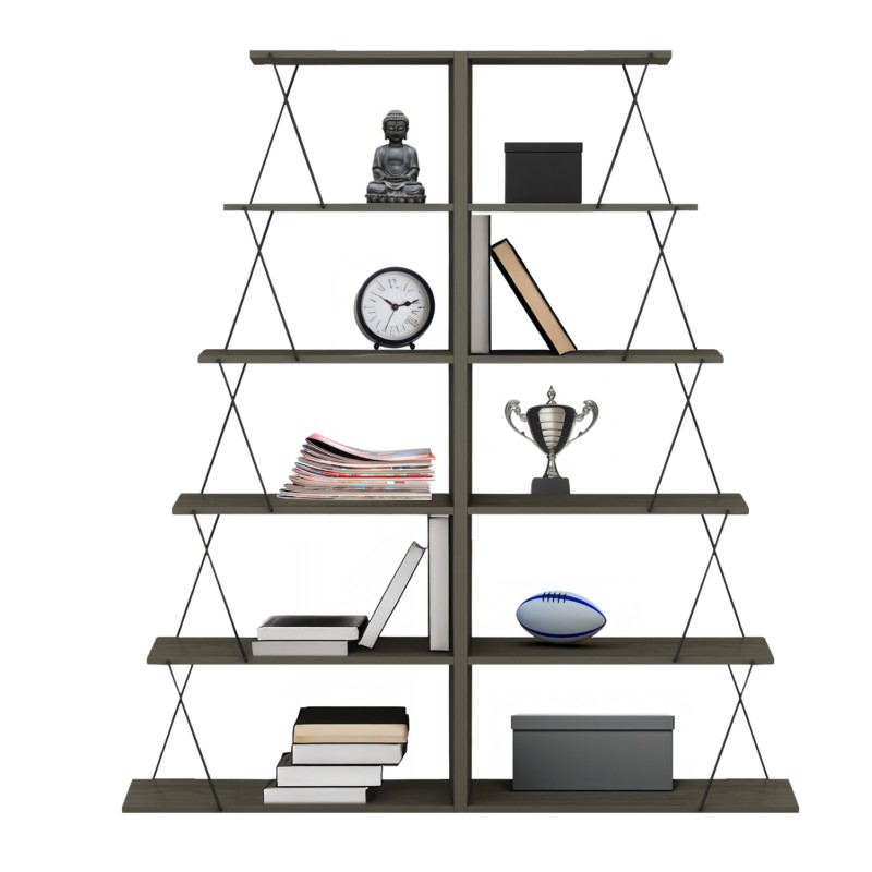 BOOKCASES 2PCS SET MINI TARS FK11772.13 MELAMINE IN OLIVE GREY COLOR-BLACK METAL RODS 65x24x146Hcm.(x2) BOOKCASES 2PCS SET MINI TARS FK11772.13 MELAMINE IN OLIVE GREY COLOR-BLACK METAL RODS 65x24x146Hcm.(x2)