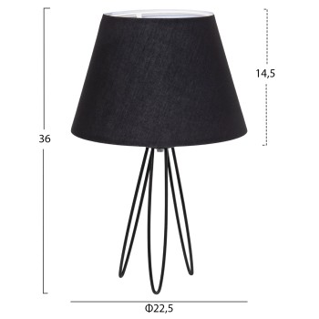 TABLE LAMP LIVO FK4708.01 BLACK WITH TRIPOD METAL BASE Φ22x36Hcm.