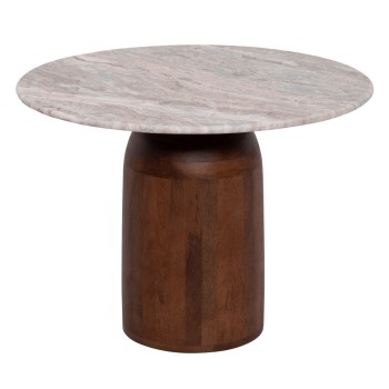 COFFEE TABLE ROUND MALED ΗΜ18002 GREY MARBLE-MANGO WOOD Φ60x44,5Hcm.