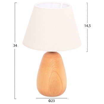 TABLE LAMP CONNI FK4710 CREAM WHITE CAP-WOODEN BASE Φ23x34Hcm.