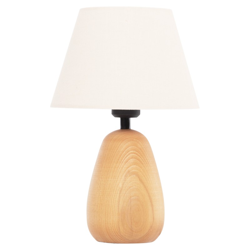 TABLE LAMP CONNI FK4710 CREAM WHITE CAP-WOODEN BASE Φ23x34Hcm. TABLE LAMP CONNI FK4710 CREAM WHITE CAP-WOODEN BASE Φ23x34Hcm.