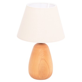 TABLE LAMP CONNI FK4710 CREAM WHITE CAP-WOODEN BASE Φ23x34Hcm.