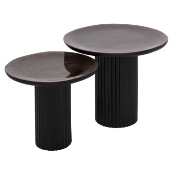 COFFEE TABLES 2PCS ELAF FK9999 MANGO WOOD ENAMELED TOP-IRON BASES