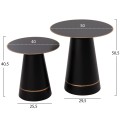 COFFEE TABLES 2PCS BALLI FK9996 ROUND METAL IN BLACK Φ50 & Φ40 cm.