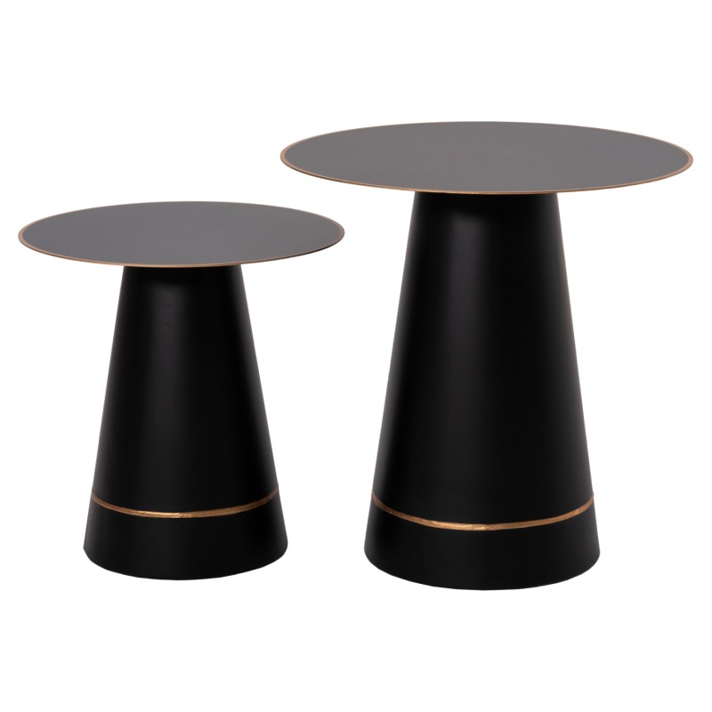 COFFEE TABLES 2PCS BALLI FK9996 ROUND METAL IN BLACK Φ50 & Φ40 cm.
