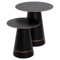 COFFEE TABLES 2PCS BALLI FK9996 ROUND METAL IN BLACK Φ50 & Φ40 cm.