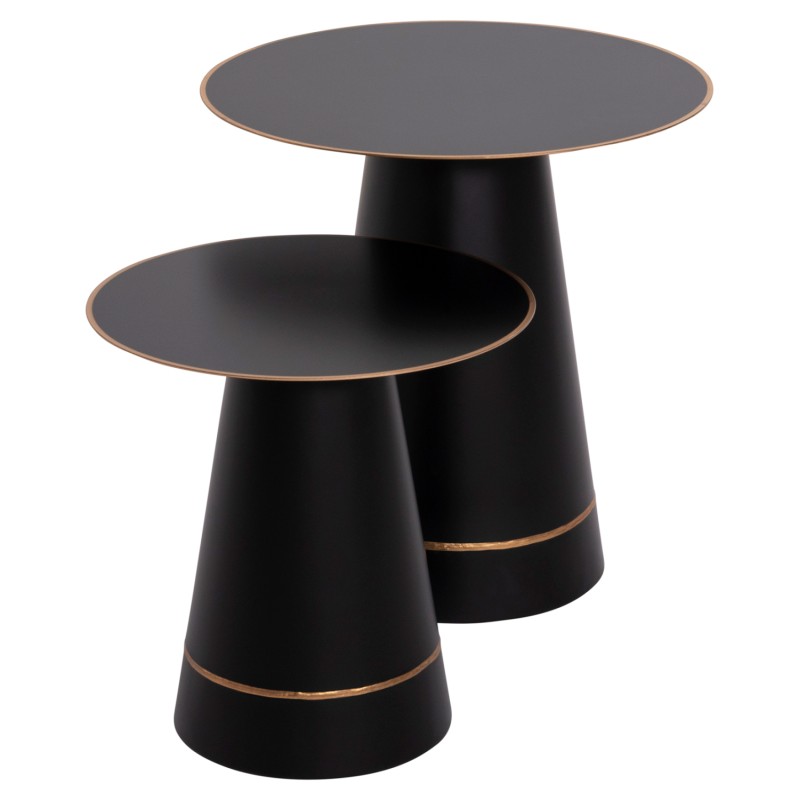 COFFEE TABLES 2PCS BALLI FK9996 ROUND METAL IN BLACK Φ50 & Φ40 cm.
