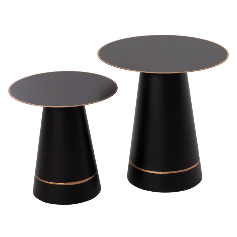 COFFEE TABLES 2PCS BALLI FK9996 ROUND METAL IN BLACK Φ50 & Φ40 cm.