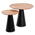 COFFEE TABLES 2PCS RIFF FK9997 MANGO WOOD TOP-IRON BASES Φ60 & Φ40 cm.