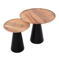 COFFEE TABLES 2PCS RIFF FK9997 MANGO WOOD TOP-IRON BASES Φ60 & Φ40 cm.