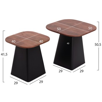 COFFEE TABLES 2PCS VAIOLA FK9998 MANGO WOOD TOP-METAL BLACK BASES 40x40 & 50x50 cm. COFFEE TABLES 2PCS VAIOLA FK9998 MANGO WOOD TOP-METAL BLACK BASES 40x40 & 50x50 cm.