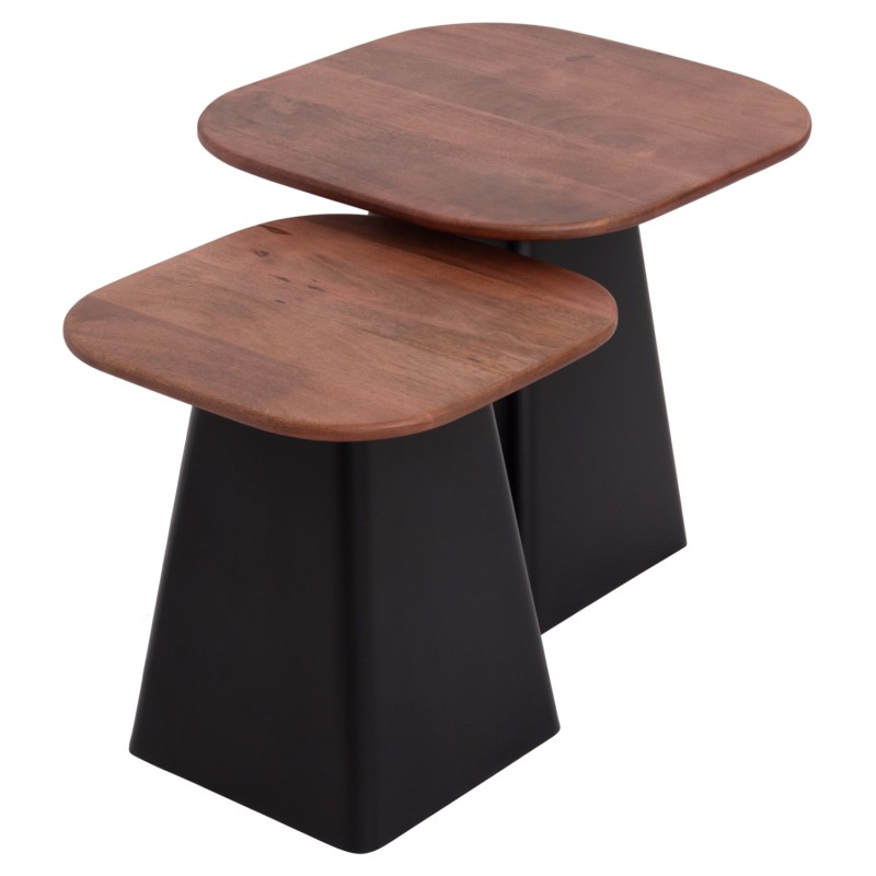 COFFEE TABLES 2PCS VAIOLA FK9998 MANGO WOOD TOP-METAL BLACK BASES 40x40 & 50x50 cm. COFFEE TABLES 2PCS VAIOLA FK9998 MANGO WOOD TOP-METAL BLACK BASES 40x40 & 50x50 cm.