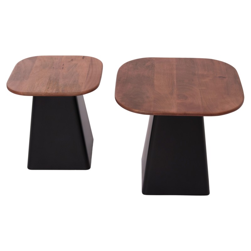 COFFEE TABLES 2PCS VAIOLA FK9998 MANGO WOOD TOP-METAL BLACK BASES 40x40 & 50x50 cm. COFFEE TABLES 2PCS VAIOLA FK9998 MANGO WOOD TOP-METAL BLACK BASES 40x40 & 50x50 cm.