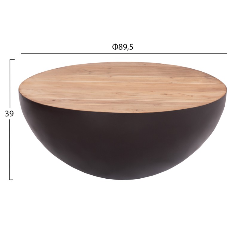 DECOR ROUND COFFEE TABLE BOWL FK8717.22 RUSTY WITH ACACIA WOOD TOP Φ89.5X39Hcm. DECOR ROUND COFFEE TABLE BOWL FK8717.22 RUSTY WITH ACACIA WOOD TOP Φ89.5X39Hcm.