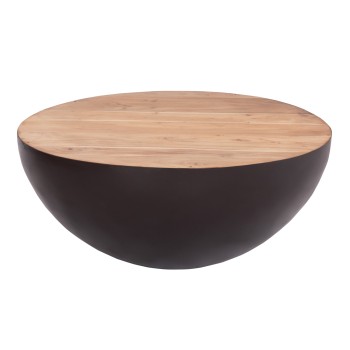 DECOR ROUND COFFEE TABLE BOWL FK8717.22 RUSTY WITH ACACIA WOOD TOP Φ89.5X39Hcm.