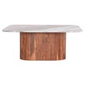 COFFEE TABLE SQUARE VOLTI FK18000 GREY MARBLE-ACACIA WOOD 100.5x100.5x40Hcm.