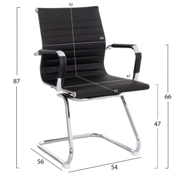 CONFERENCE CHAIR BOSS FK1023.31 WITH ARMS-BLACK PU-CHROMED METAL LEGS 54x55x88Hcm. CONFERENCE CHAIR BOSS FK1023.31 WITH ARMS-BLACK PU-CHROMED METAL LEGS 54x55x88Hcm.