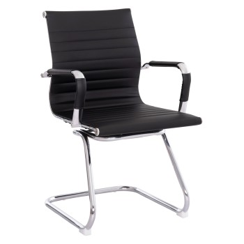 CONFERENCE CHAIR BOSS FK1023.31 WITH ARMS-BLACK PU-CHROMED METAL LEGS 54x55x88Hcm.