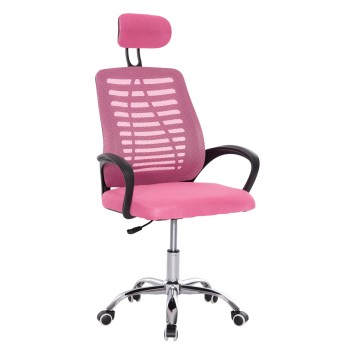 OFFICE CHAIR TRAIL2 FK1193.35 PINK MESH FABRIC-CHROME BASE 61x61x116Hcm.