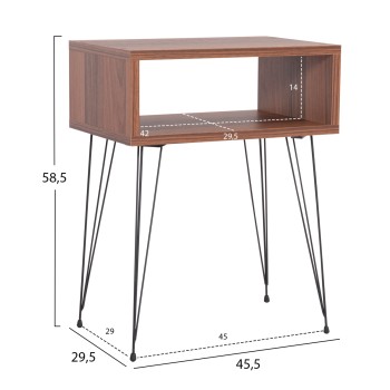 BEDSIDE STAND TODD FK18184.05 MELAMINE IN WALNUT COLOR-METAL LEGS IN BLACK 45.5x29.5x58.5Hcm.