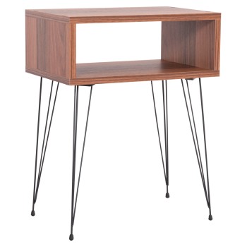 BEDSIDE STAND TODD FK18184.05 MELAMINE IN WALNUT COLOR-METAL LEGS IN BLACK 45.5x29.5x58.5Hcm.