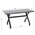 KITCHEN TABLE LANA FK18221.02 MELAMINE IN BLACK MARBLE LOOK-BLACK METAL LEGS 140x70x72.5Hcm.