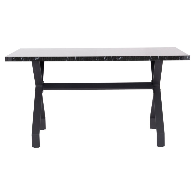 KITCHEN TABLE LANA FK18221.02 MELAMINE IN BLACK MARBLE LOOK-BLACK METAL LEGS 140x70x72.5Hcm.