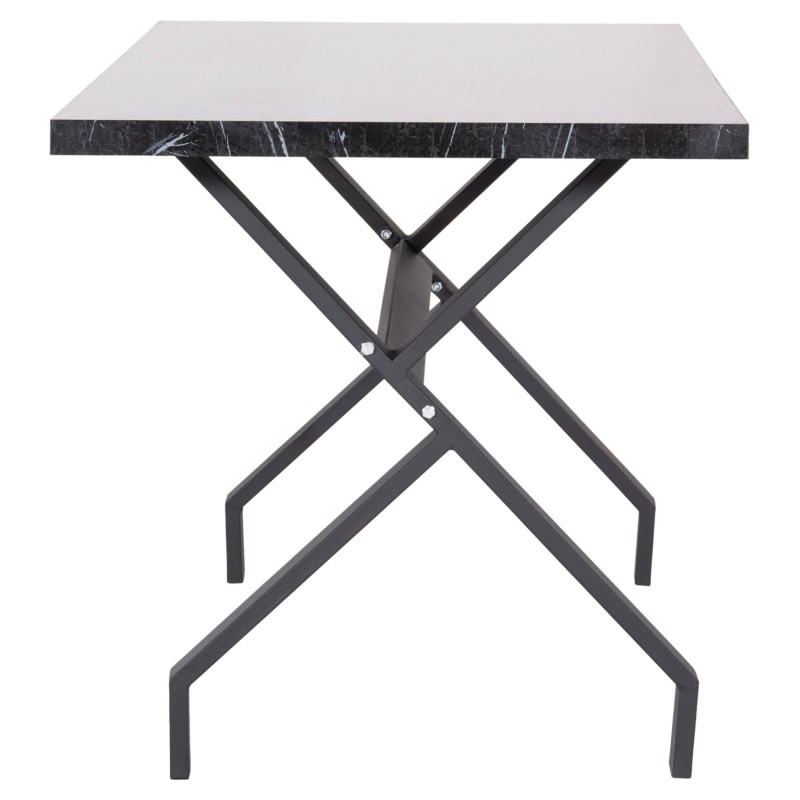 KITCHEN TABLE LANA FK18221.02 MELAMINE IN BLACK MARBLE LOOK-BLACK METAL LEGS 140x70x72.5Hcm.