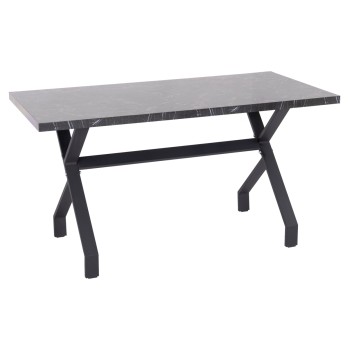 KITCHEN TABLE LANA FK18221.02 MELAMINE IN BLACK MARBLE LOOK-BLACK METAL LEGS 140x70x72.5Hcm.