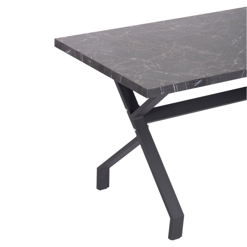 KITCHEN TABLE LANA FK18221.02 MELAMINE IN BLACK MARBLE LOOK-BLACK METAL LEGS 140x70x72.5Hcm.