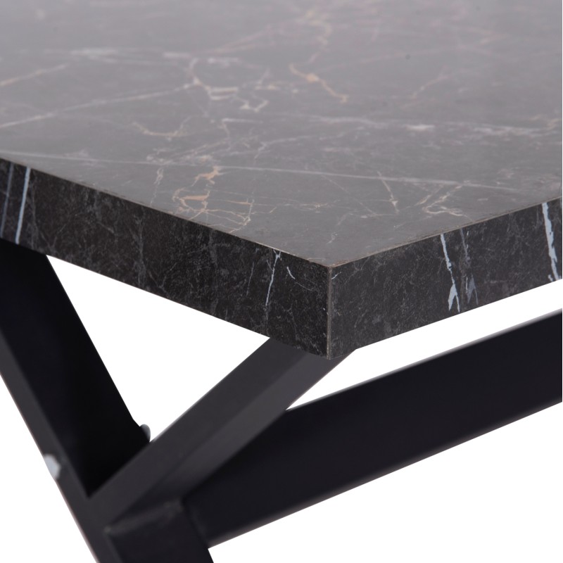 KITCHEN TABLE LANA FK18221.02 MELAMINE IN BLACK MARBLE LOOK-BLACK METAL LEGS 140x70x72.5Hcm.