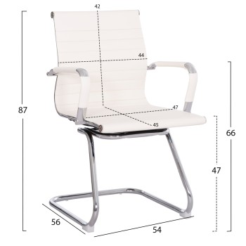 CONFERENCE CHAIR BOSS FK1023.32 WITH ARMS-WHITE PU-CHROMED METAL LEGS 54x56x87Hcm. CONFERENCE CHAIR BOSS FK1023.32 WITH ARMS-WHITE PU-CHROMED METAL LEGS 54x56x87Hcm.