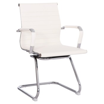 CONFERENCE CHAIR BOSS FK1023.32 WITH ARMS-WHITE PU-CHROMED METAL LEGS 54x56x87Hcm.