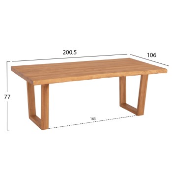 DINING TABLE LEOPOLD FK9933.01 SOLID TEAK WOOD- NATURAL COLOR 200.5x107x76Hcm.