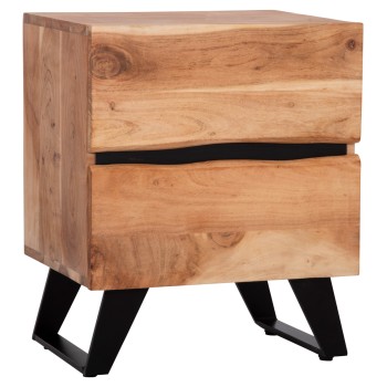NIGHTSTAND WITH 2 DRAWERS ALICIA FK8360.21 SOLID ACACIA WOOD-METAL 45x35x56Hcm.