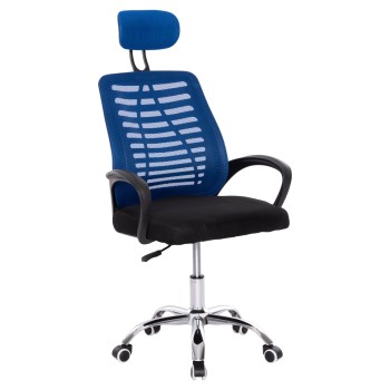 OFFICE CHAIR TRAIL2 FK1193.36 BLUE & BLACK MESH FABRIC-CHROME BASE 61x61x116Hcm.