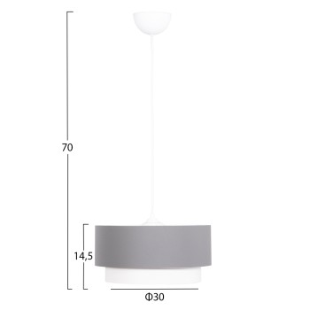 CEILING PENDANT CYLINDRICAL LAMP KRIKS FK4706.01 PVC IN WHITE-GREY Φ30x70Hcm. CEILING PENDANT CYLINDRICAL LAMP KRIKS FK4706.01 PVC IN WHITE-GREY Φ30x70Hcm.