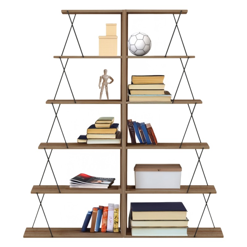BOOKCASES 2PCS SET MINI TARS FK11772.14 MELAMINE IN OAK COLOR-BLACK METAL RODS 65x24x146Hcm.(x2) BOOKCASES 2PCS SET MINI TARS FK11772.14 MELAMINE IN OAK COLOR-BLACK METAL RODS 65x24x146Hcm.(x2)