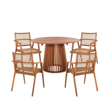 DINING SET 5PCS VAYA FK21074.01 ROUND TABLE Φ120cm. & 4 DINING CHAIRS