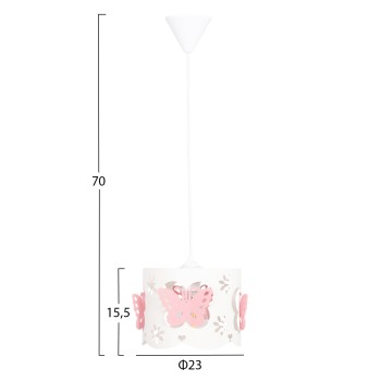 CEILING PENDANT KIDS' LAMP LEPTIR FK4705.01 METALLIC CAP IN PINK-WHITE Φ23x70Hcm. CEILING PENDANT KIDS' LAMP LEPTIR FK4705.01 METALLIC CAP IN PINK-WHITE Φ23x70Hcm.