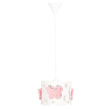 CEILING PENDANT KIDS' LAMP LEPTIR FK4705.01 METALLIC CAP IN PINK-WHITE Φ23x70Hcm.