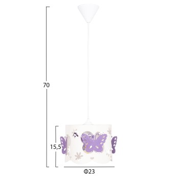 CEILING PENDANT KIDS' LAMP LEPTIR FK4705.02 METALLIC CAP IN PURPLE-WHITE Φ23x70Hcm.