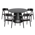 DINING SET 5PCS KINGSLEY FK21075.02 ROUND TABLE Φ120cm. & 4 DINING CHAIRS-BLACK DINING SET 5PCS KINGSLEY FK21075.02 ROUND TABLE Φ120cm. & 4 DINING CHAIRS-BLACK