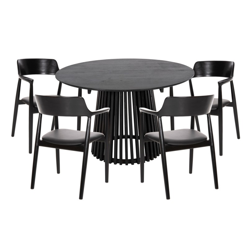 DINING SET 5PCS KINGSLEY FK21075.02 ROUND TABLE Φ120cm. & 4 DINING CHAIRS-BLACK DINING SET 5PCS KINGSLEY FK21075.02 ROUND TABLE Φ120cm. & 4 DINING CHAIRS-BLACK