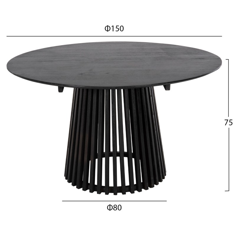 DINING SET 5PCS ABAI FK21077.01 ROUND TABLE Φ150cm. & 4 DINING CHAIRS-BLACK DINING SET 5PCS ABAI FK21077.01 ROUND TABLE Φ150cm. & 4 DINING CHAIRS-BLACK