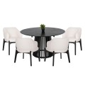DINING SET 5PCS ABAI FK21077.01 ROUND TABLE Φ150cm. & 4 DINING CHAIRS-BLACK DINING SET 5PCS ABAI FK21077.01 ROUND TABLE Φ150cm. & 4 DINING CHAIRS-BLACK