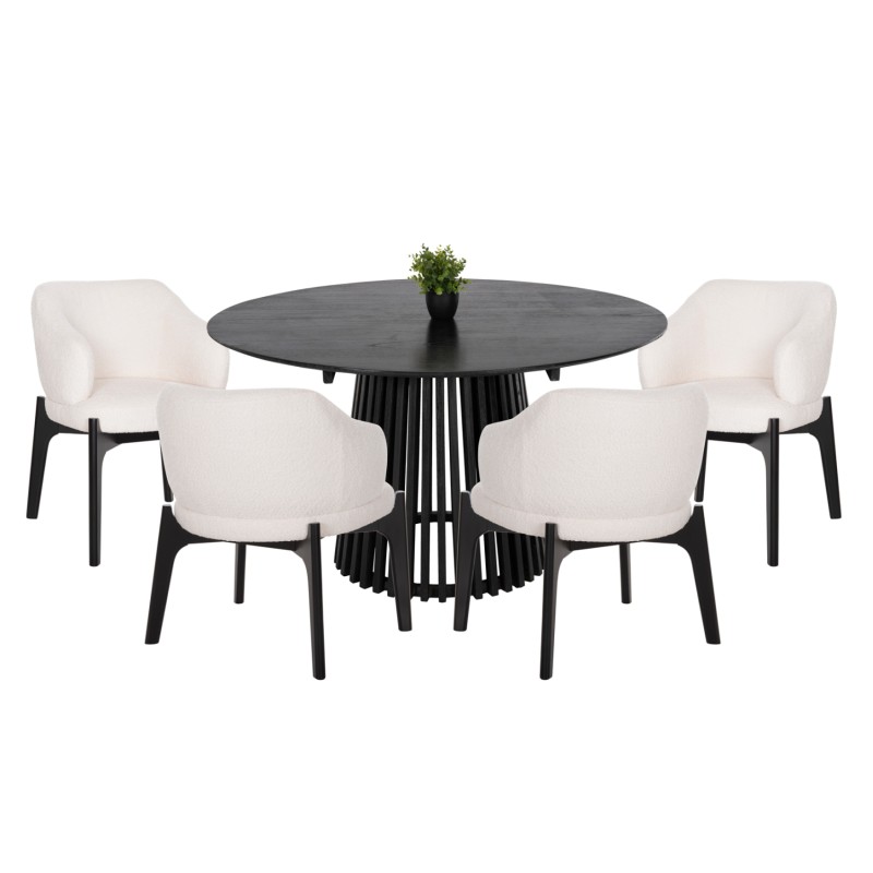 DINING SET 5PCS ABAI FK21077.01 ROUND TABLE Φ150cm. & 4 DINING CHAIRS-BLACK DINING SET 5PCS ABAI FK21077.01 ROUND TABLE Φ150cm. & 4 DINING CHAIRS-BLACK