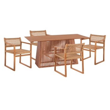DINING SET 5PCS NARLEY FK21078.01 RECTANGULAR TABLE & 4 DINING CHAIRS