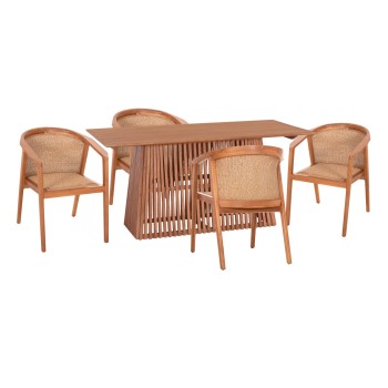 DINING SET 5PCS RENLY FK21078.02 RECTANGULAR TABLE & 4 DINING CHAIRS